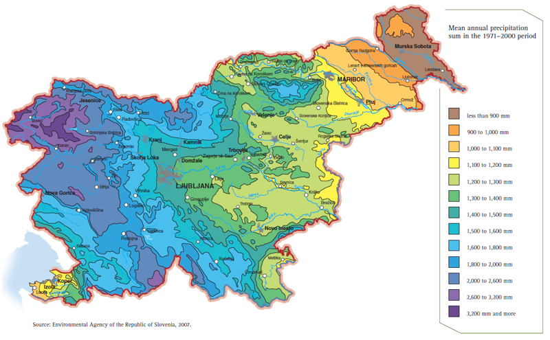 Mean annual precipitation, 1971-2000