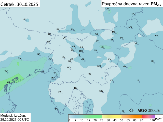 Napoved PM2,5 za jutri